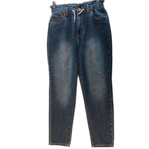 Levi Jean Cotton High Rise Pull-on Girl 12 Reg Draw String Elastic Mid Wash Blue